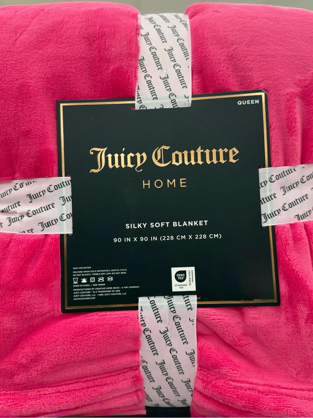 Juicy couture hot pink soft plush queen size Throw Blanket